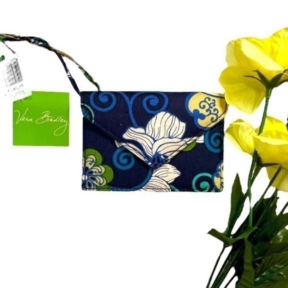 NWT Vera Bradley Mod Floral Blue Vintage Flap Luggage Tag Bag